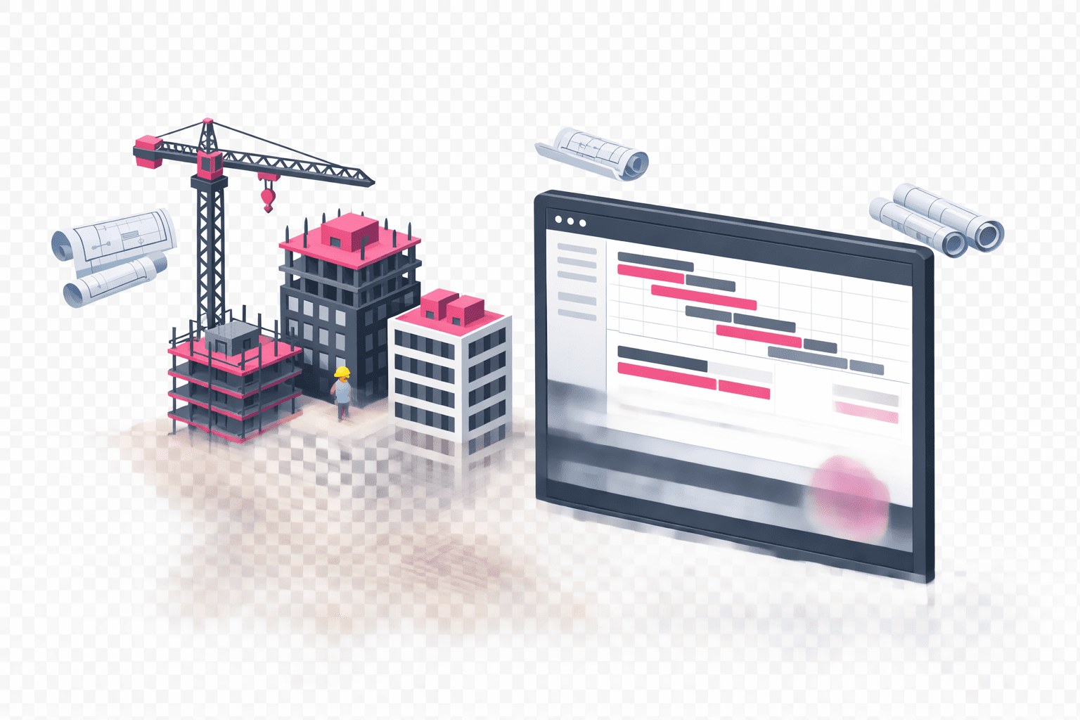 Plataforma de gestao de projetos de arquitetura com dashboard, plantas e construcao